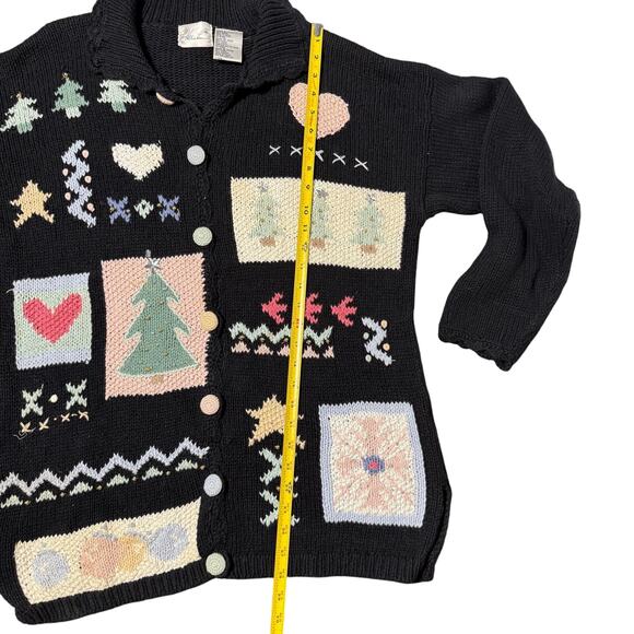 Vintage Kathie Lee Womens Ugly Christmas Sweater Knit Cardigan Pastel Size Large - Picture 8 of 8